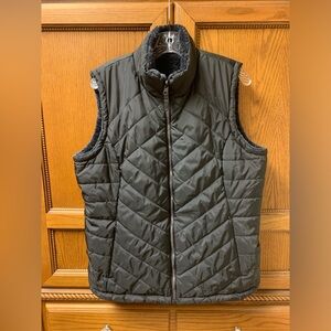 Free Country Women’s Black Reversible Puffer Faux Fur Zip Up Vest  XL Pockets